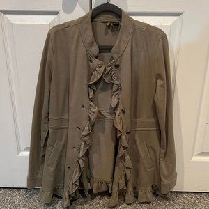 Vintage SERE NADE SERENADE Ruffled Military Style Olive Jacket Size L